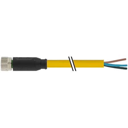 M8 Female 0° With Cable, PVC 3x0.25 Ye UL/CSA 3m